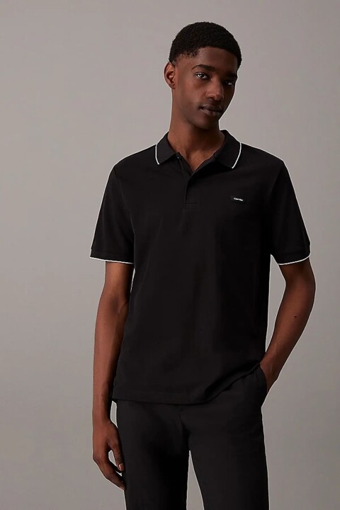 Erkek Stretch Slim Polo T-Shirt - Siyah 