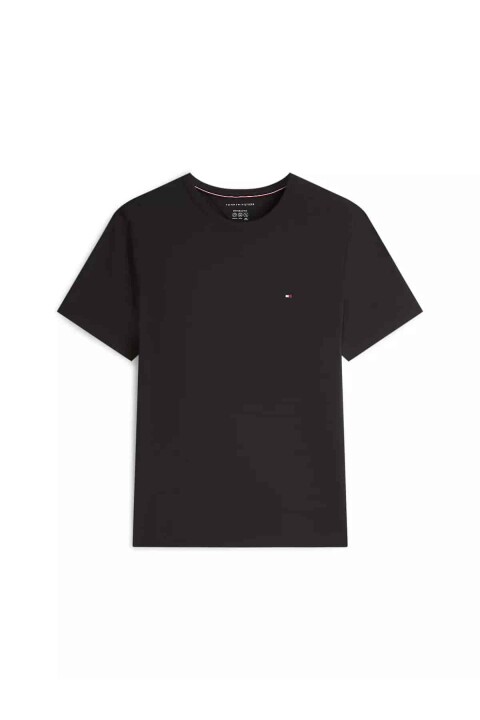 Erkek Tam Kalıp Bisiklet Yaka Teknik Kumaş T-Shirt - Siyah 