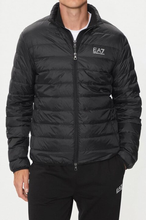 Erkek Tam Kalıp Dik Yaka Şişme Mont - Siyah 