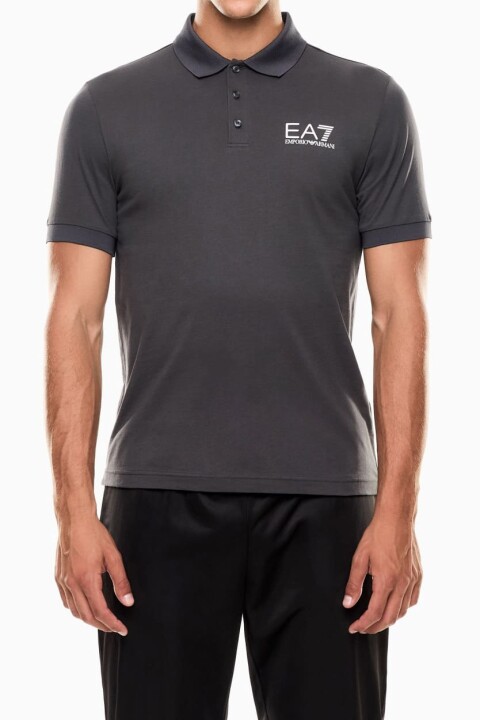 Erkek Tam Kalıp Kısa Kollu Polo Yaka T-Shirt - Füme 