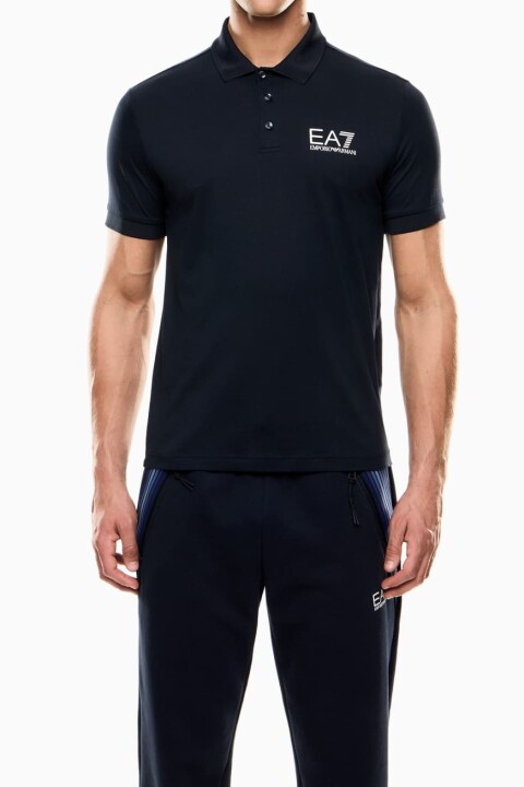 Erkek Tam Kalıp Kısa Kollu Polo Yaka T-Shirt - Lacivert 