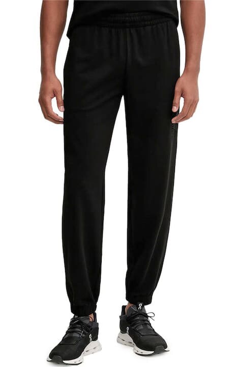 Erkek Tam Kalıp Yanı Tonal Logolu Jogger Eşofman Altı - Siyah 