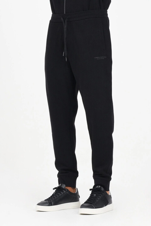 Erkek Tam Kalıp Yazı Logolu Jogger Eşofman Altı - Siyah 