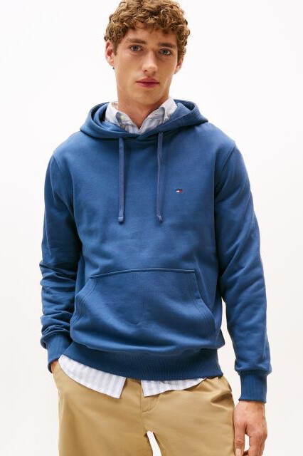 Erkek Terry Regular Fit Basic Kapüşonlu Sweatshirt - Mavi 