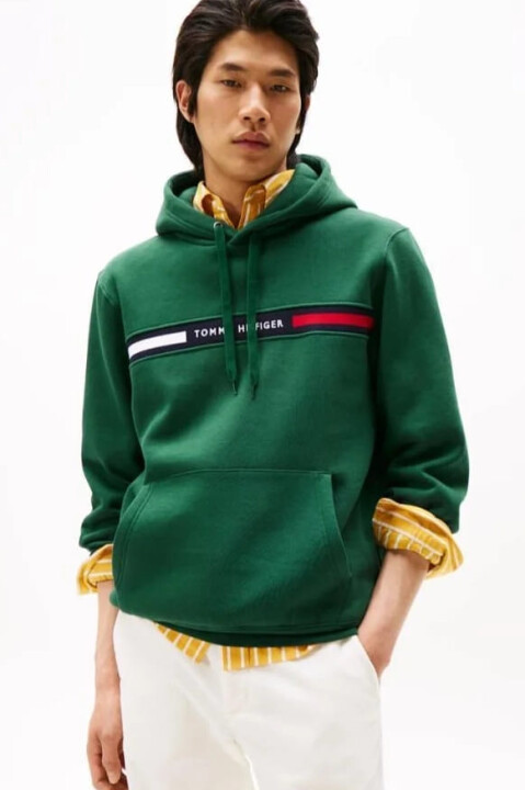 Erkek Th Chest Logo Drawstring Sweatshirt - Yeşil 
