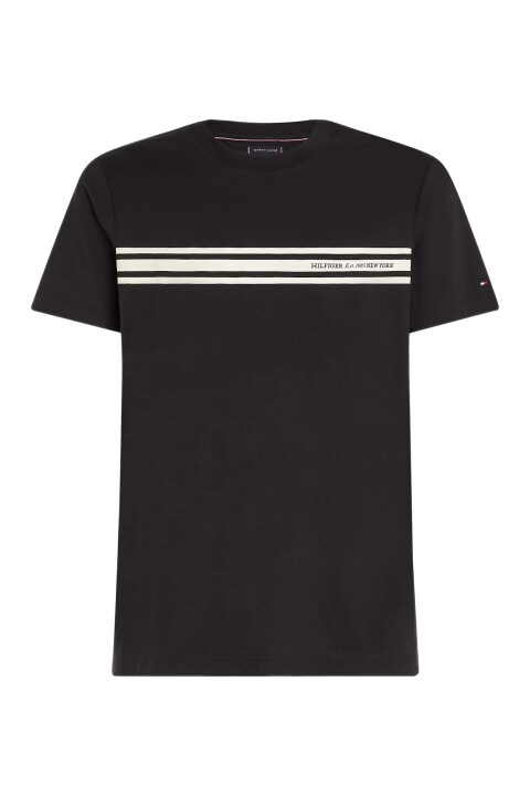 Erkek Th Çizgili T-Shirt - Siyah 