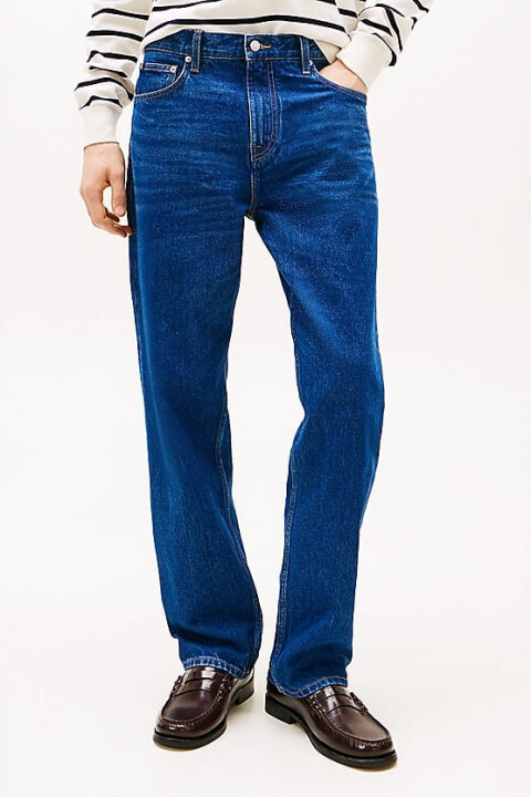 Erkek Th Denton Düz Paça Jeans Pantolon - Mavi 