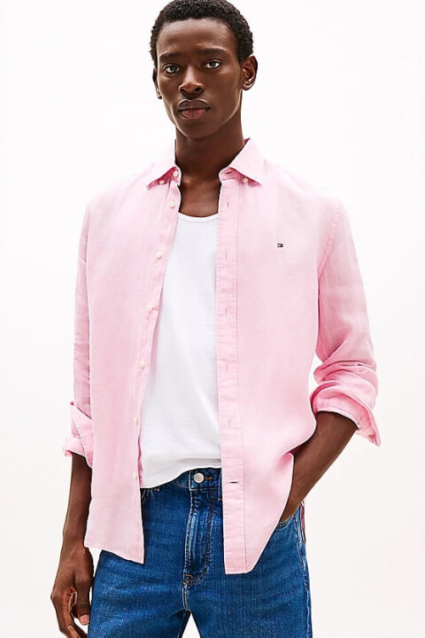 Erkek Th Pigment Dyed Solid Gömlek - Pembe 