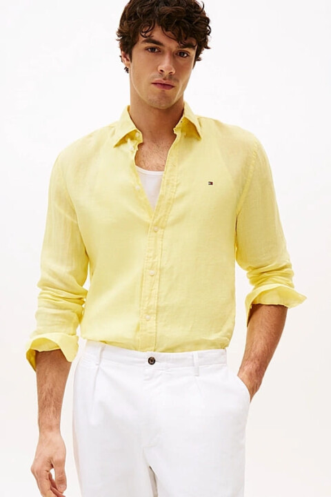 Erkek Th Pigment Dyed Solid Gömlek - Sarı 