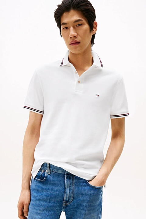 Erkek Th Slim Fit Tipped Polo T-Shirt - Beyaz 