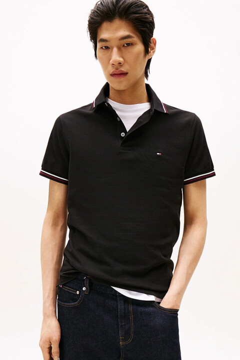 Erkek Th Slim Fit Tipped Polo T-Shirt - Siyah 