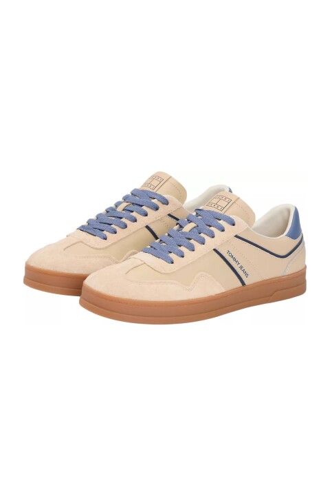 Erkek The Greenwich Süet ve Deri Detaylı Kort Sneaker - Bej/Mavi 