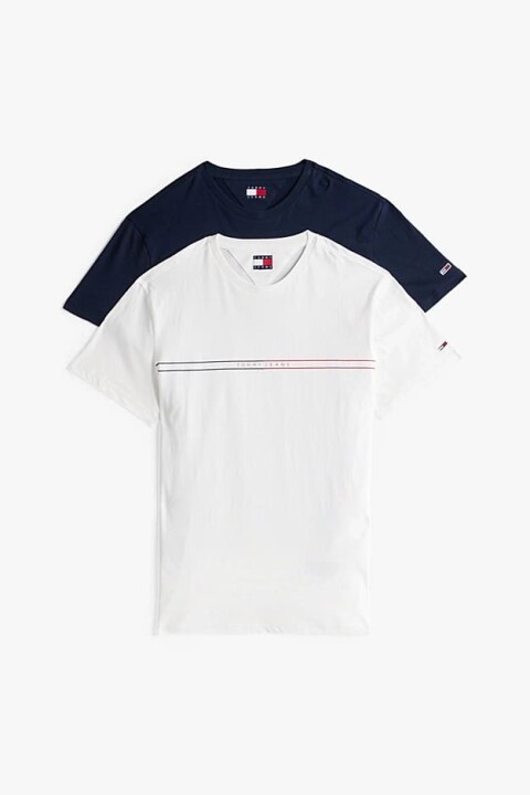 Erkek Tjm 2-Pack Grafik Logo Slim T-Shirts - Lacivert/Ekru 