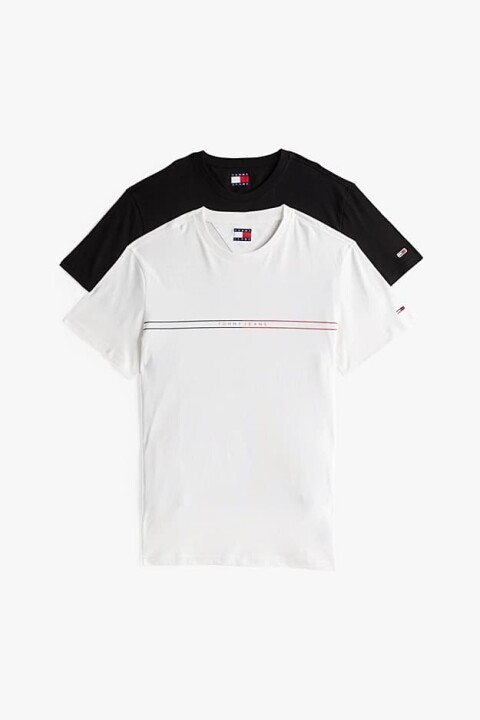 Erkek Tjm 2-Pack Grafik Logo Slim T-Shirts - Siyah/Ekru 
