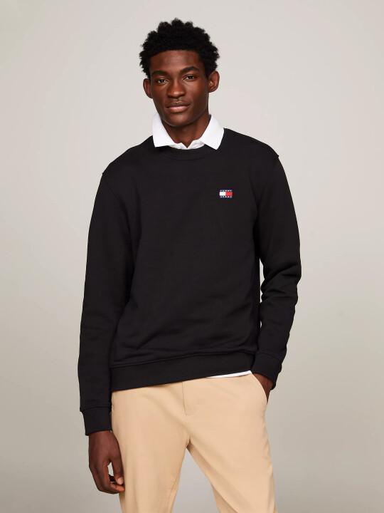 Erkek Tjm Reg Badge Crew Ext Sweatshirt-Siyah 