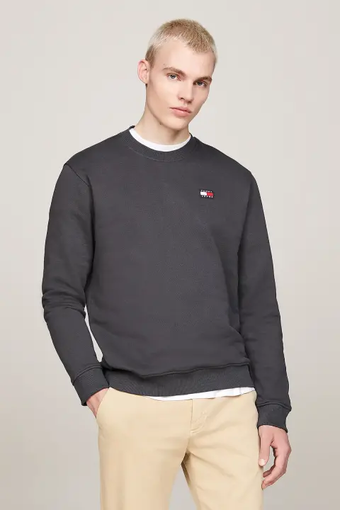 Erkek Tjm Reg Badge Crew Sweatshirt - Gri 