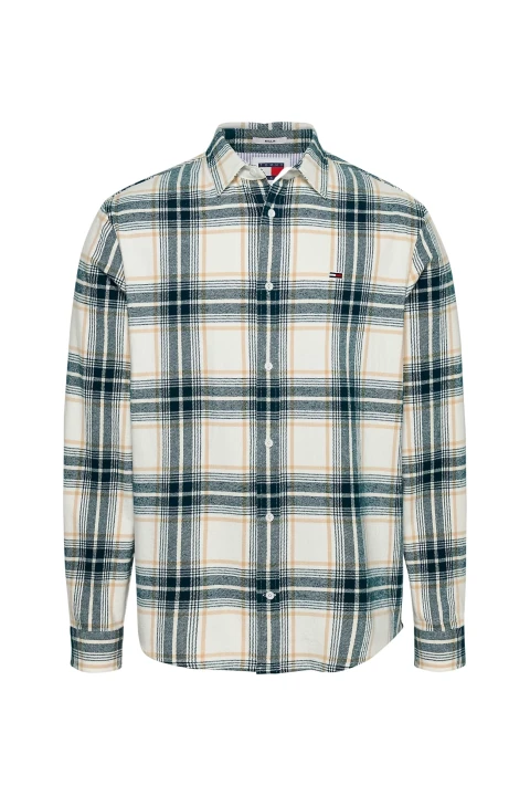 Erkek Tjm Reg Check Flannel Shırt Ext Gömlek - Beyaz 