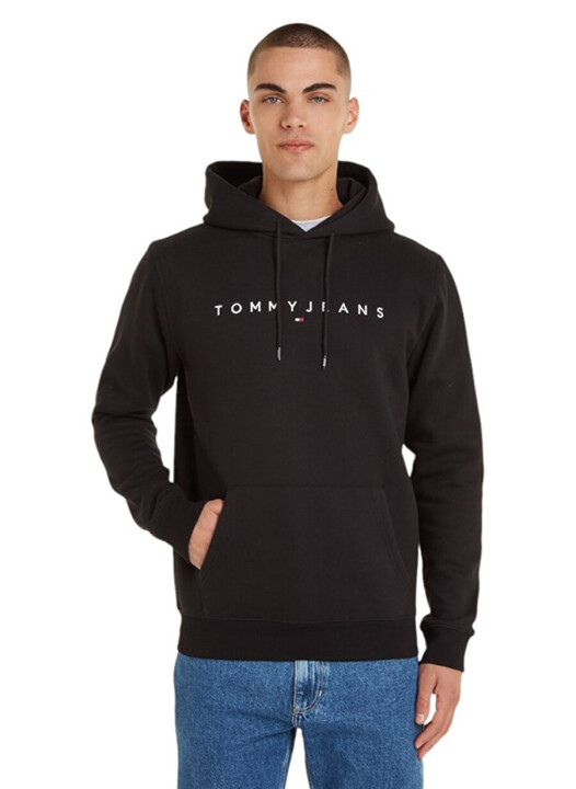 Erkek Tjm Reg Lınear Logo Hoodıe Ext Sweatshirt-Siyah 