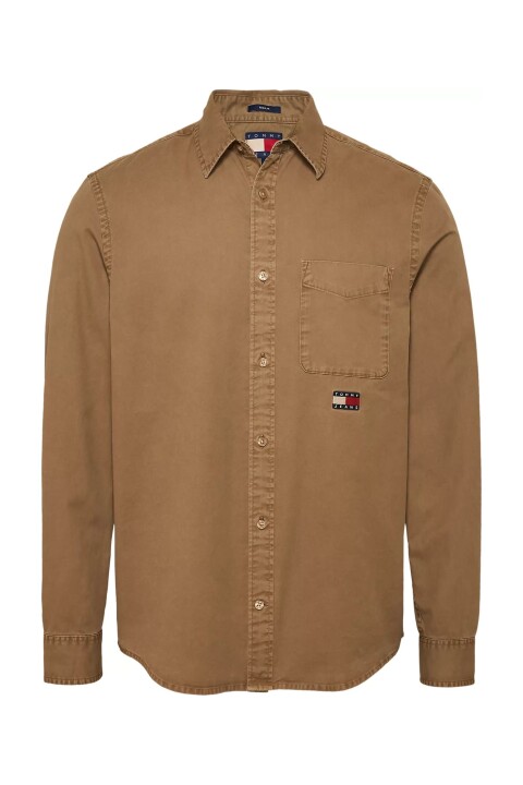 Erkek Tjm Reg Washed Twill Gömlek - Kahverengi 