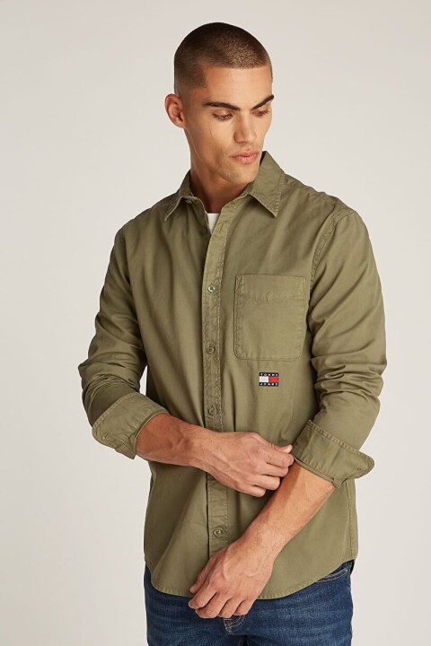 Erkek Tjm Regular Fit Düz Gömlek - Yeşil 
