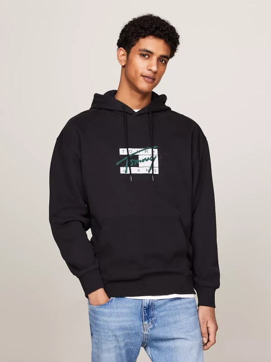 Erkek Tjm Rlx Graffıtı Sıgnature Hood Sweatshirt-Siyah 