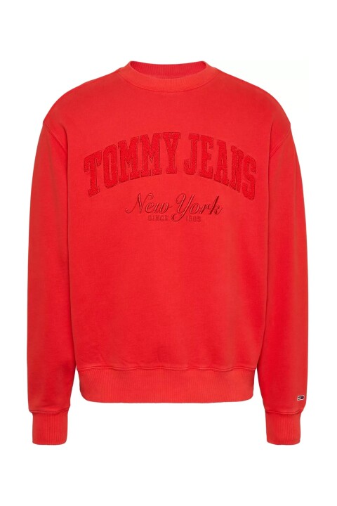 Erkek Tjm Rlx Vintage Varsity Crew Sweatahirt - Kırmızı 