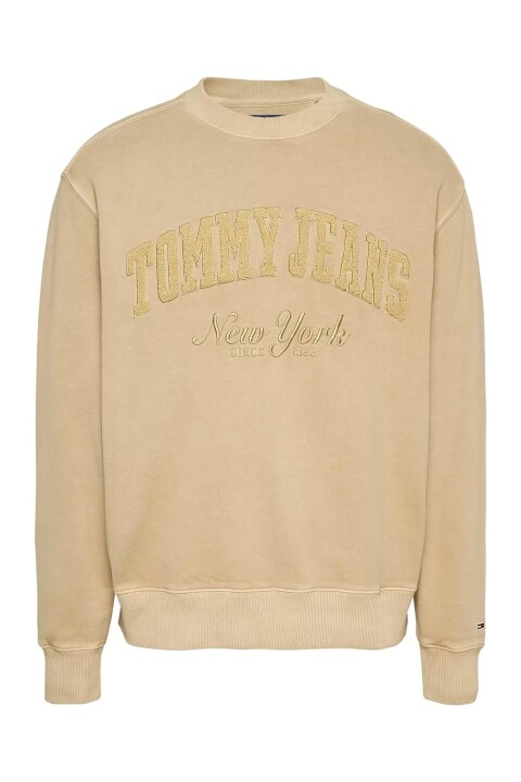 Erkek Tjm Rlx Vintage Varsity Crew Sweatshirt - Bej 