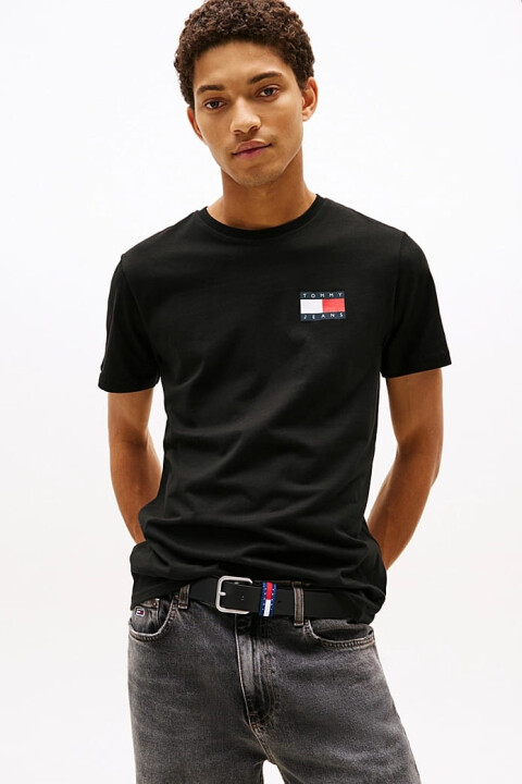 Erkek Tjm Slim Badge T-Shirt - Siyah 