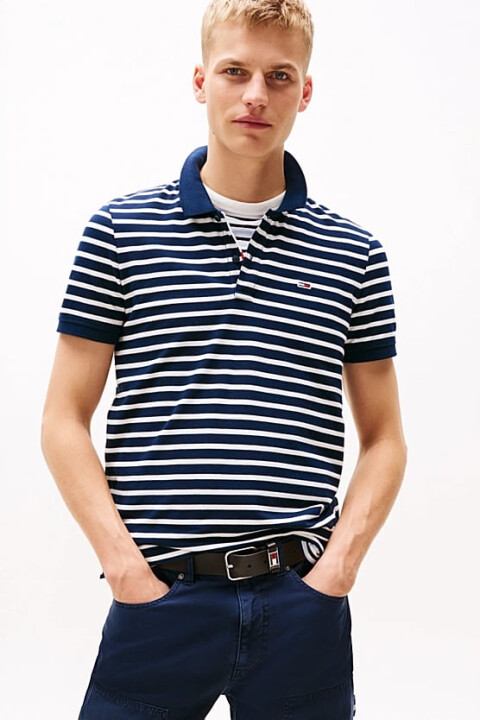 Erkek Tjm Slim Çizgili Polo T-Shirt - Lacivert 