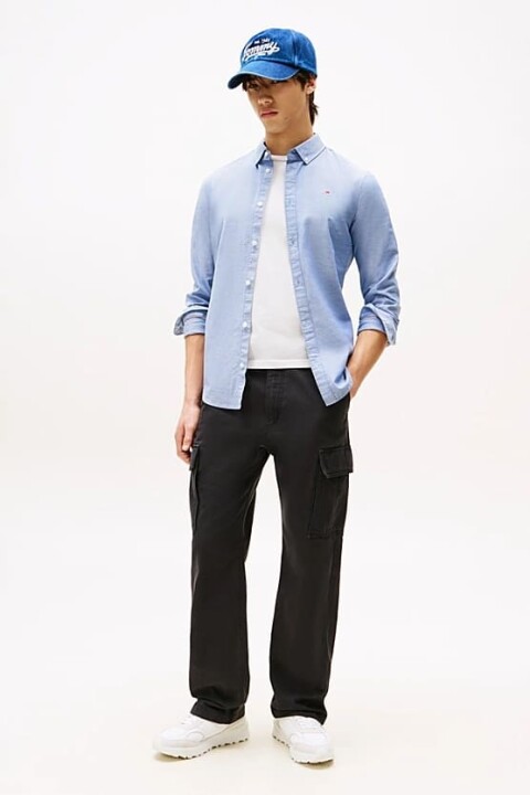 Erkek Tjm Slim Stretch Oxford Gömlek - Koyu Mavi 