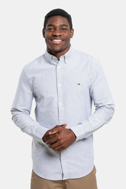 Erkek Tjm Slim Stripe Oxford Gömlek - Lacivert 