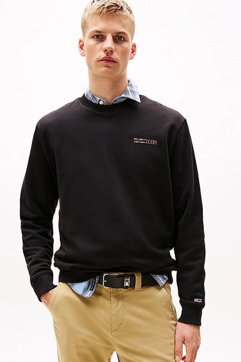Erkek Tjm Tek Renk Sweatshirt - Siyah - Tommy Hilfiger