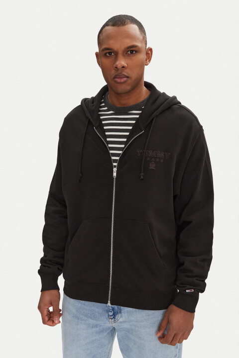 Erkek Tjm Varsity Tonal Fermuarlı Sweatshirt - Siyah 