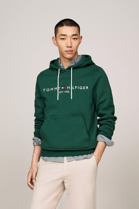 Erkek Tommy Logo Baskılı Sweatshirt-Yeşil 