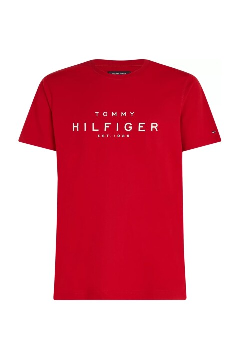 Erkek Tommy Logo T-Shirt - Kırmızı 