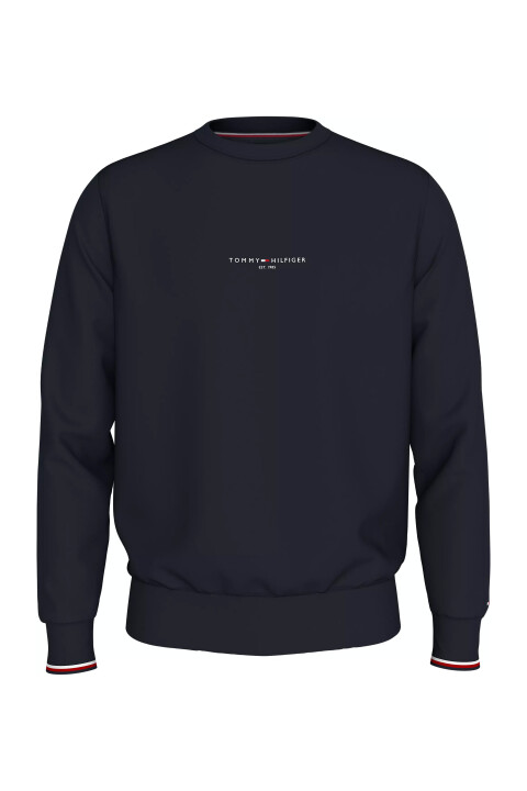 Erkek Tommy Logo Tıpped Crewneck Sweatshirt-Lacivert - Tommy Hilfiger