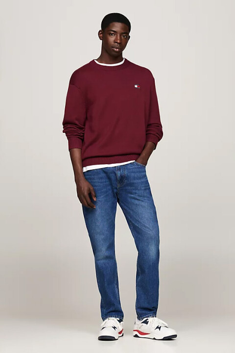 Erkek Tommy Rozetli Yünlü Kazak - Mor 