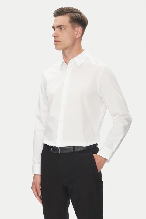 Erkek Uzun Kollu Klasik Kesim Gömlek - Beyaz 