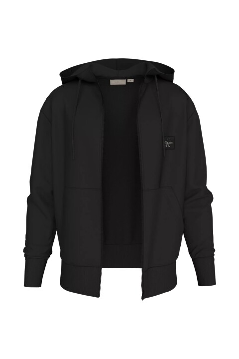 Erkek Woven Fermuarlı Kapüşonlu Sweatshirt - Siyah 