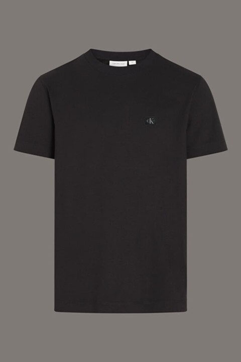 Erkek Woven Label T-Shirt - Siyah 