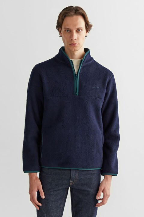 Erkek Yarım Fermuarlı Kazak - Lacivert 