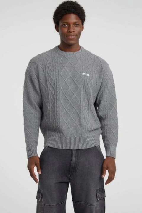 Erkek Yün Karışımlı Triko Kazak - Gri 