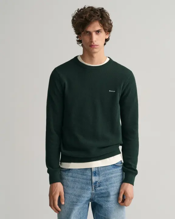 Erkek Regular Fit Bisiklet Yaka Kazak-Yeşil 