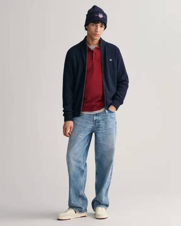 Erkek Regular Fit Fermuarlı Hırka-Lacivert 