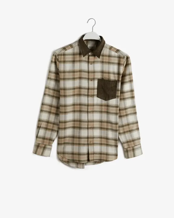 Erkek Regular Fit Klasik Yaka Kareli Gömlek-Yeşil 