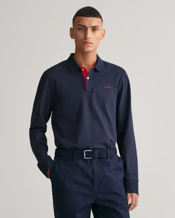 Erkek Regular Fit Logolu Polo Kazak-Lacivert 
