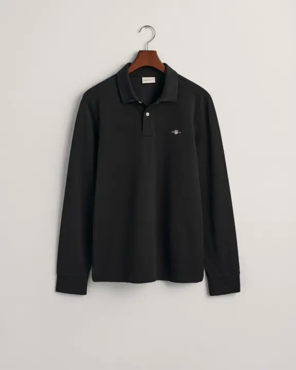 Erkek Regular Fit Logolu Polo Kazak-Siyah 