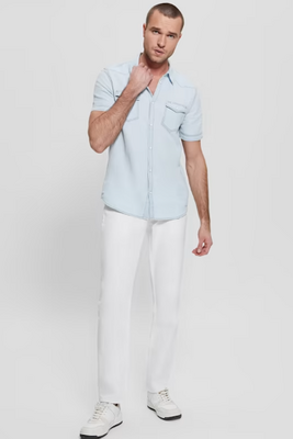 Erkek Guess Truckee Denim Gömlek - Buz Mavisi 