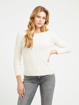 Halat Örgü Kadın Kazak-Ekru 