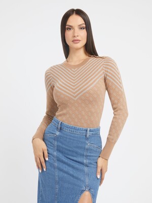 Kadın 4G Logolu Kazak-Kahverengi 